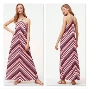 Ann Taylor Loft Chevron Halter Maxi Dress Multicolor